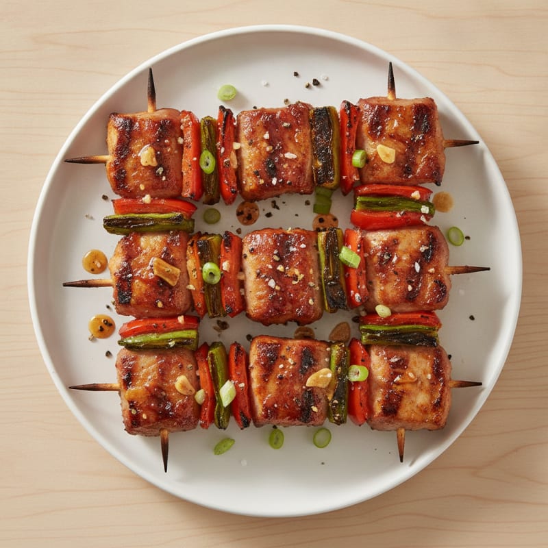 Spicy Gochujang Pork Belly Skewers