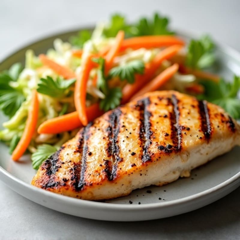 Grilled Chicken Breast with Crunchy Cabbage Slaw