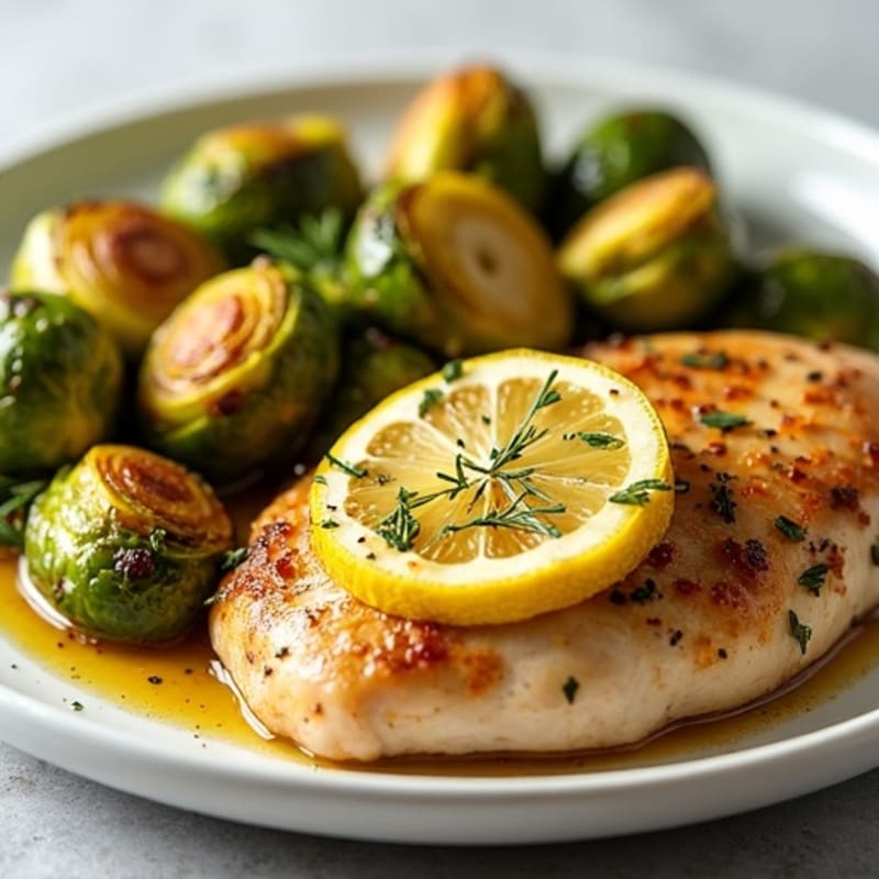 Lemon Herb Roasted Chicken with Crispy Brussels Sprouts