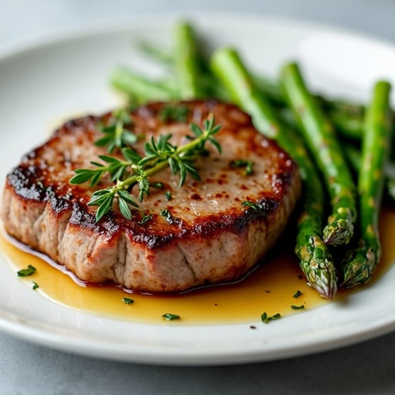 Garlic Herb Seared Steak with Roasted Asparagus