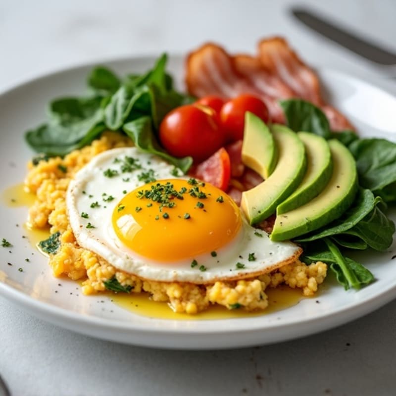 Cottage Cheese Scramble with Spinach and Turkey Bacon