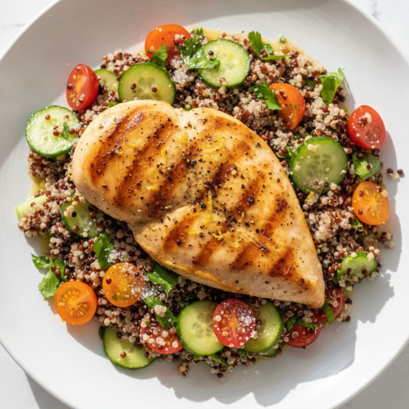 Grilled Lemon Pepper Chicken Breast with Quinoa Salad