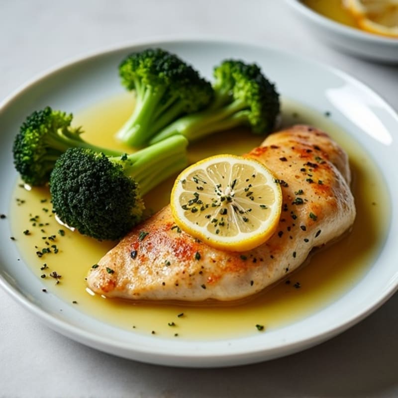 Lemon-Herb Pan-Seared Chicken Breast with Roasted Broccoli