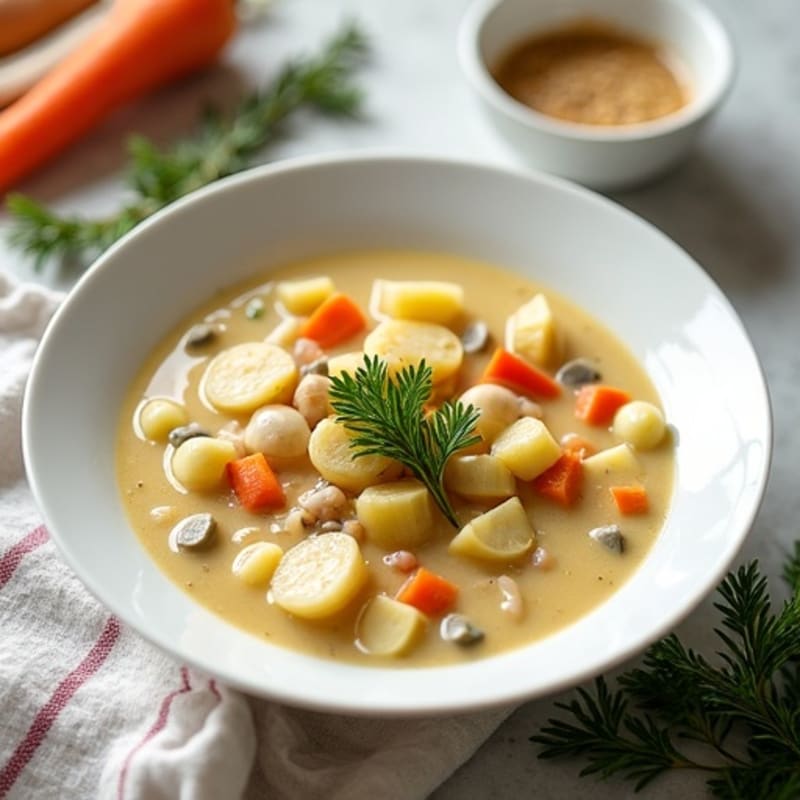 Healthy Creamy Clam and Root Vegetable Chowder