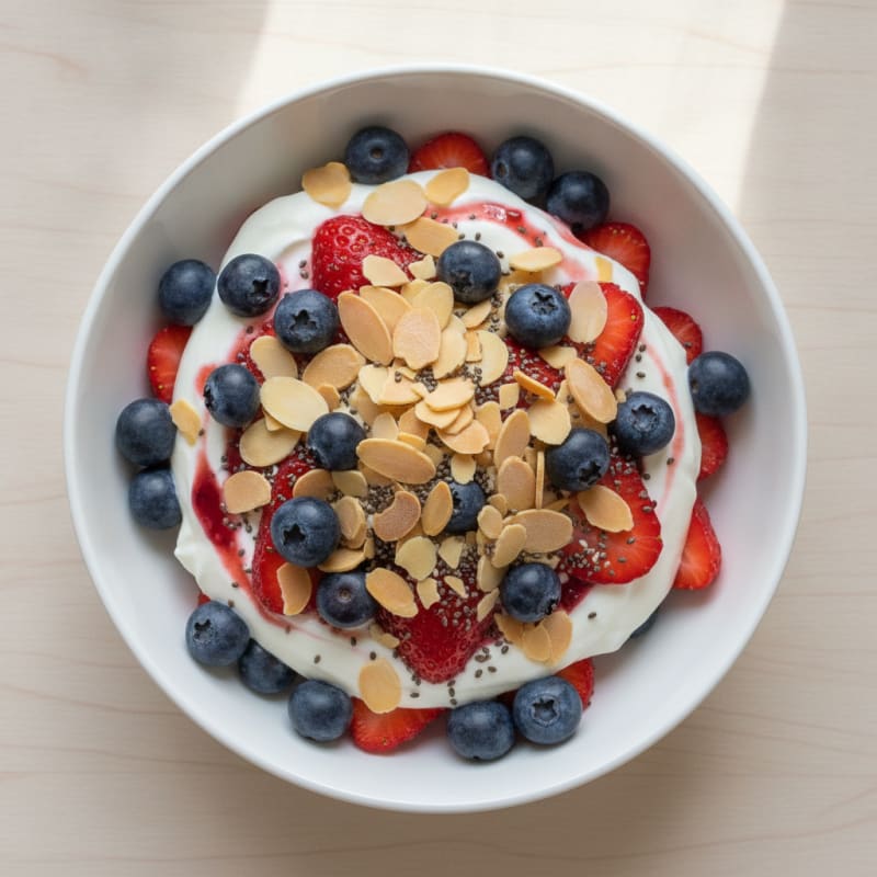 Greek Yogurt Protein Parfait with Berries and Almonds