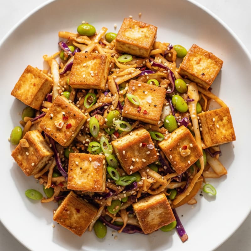 Tofu Cabbage Stir-Fry with Sesame Ginger Sauce