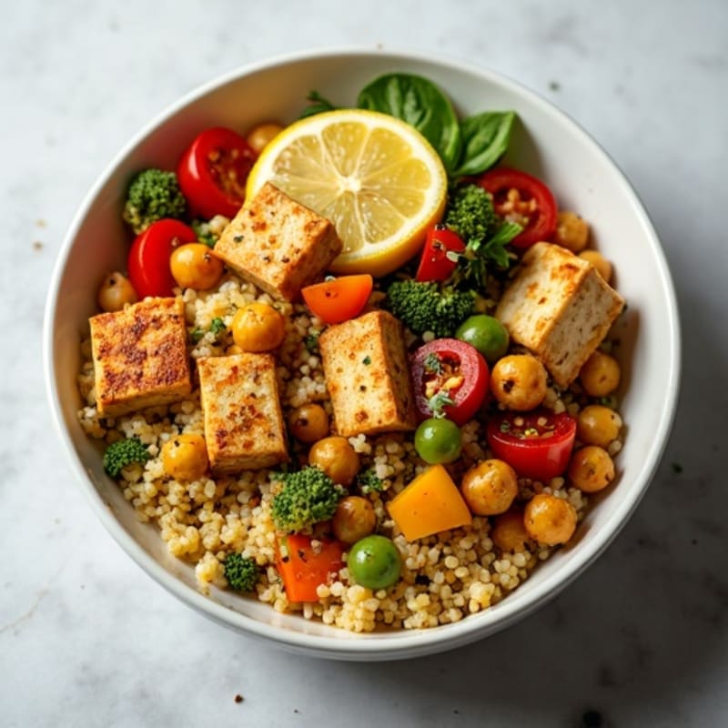 Herb-Roasted Vegetable Quinoa Bowl with Crispy Chickpeas