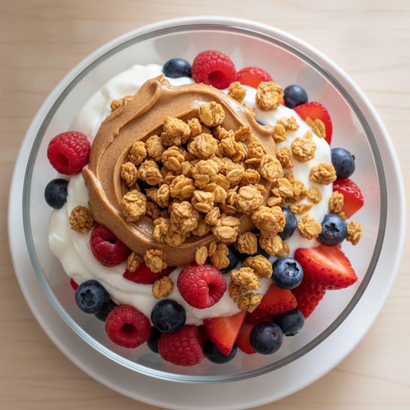 Creamy Greek Yogurt Parfait with Mixed Berries and Almond Butter