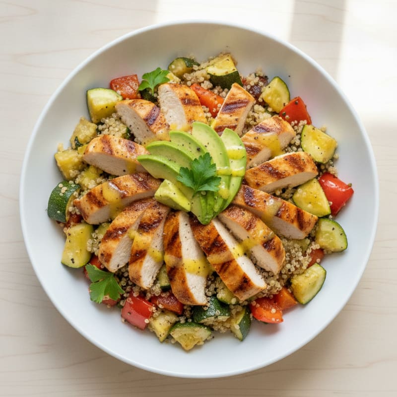 Grilled Chicken and Quinoa Salad with Roasted Vegetables
