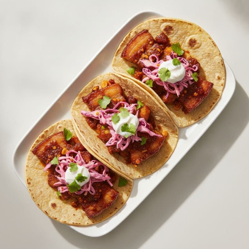 Spicy Gochujang Pork Belly Tacos