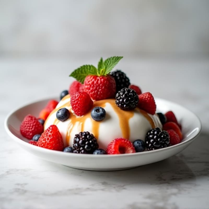 Silky Protein Greek Yogurt with Berries and Almond Butter