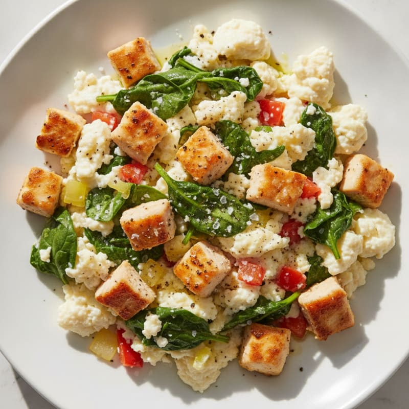 Spinach and Chicken Egg White Scramble