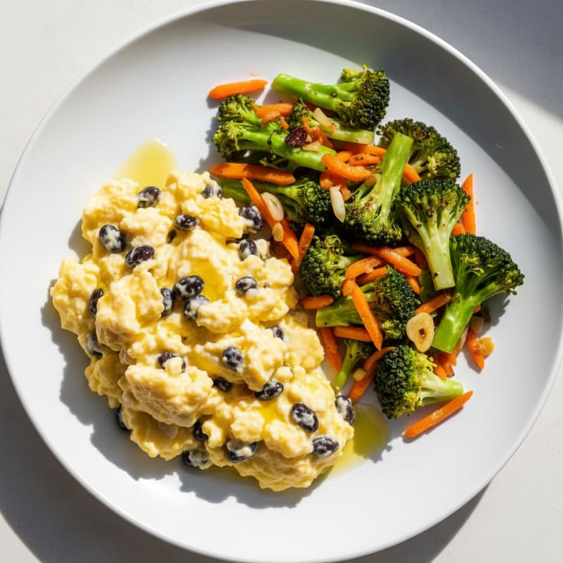 Egg and Greek Yogurt Scramble with Sautéed Broccoli