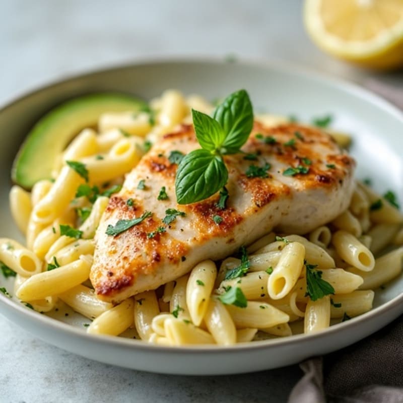 Creamy Lemon Herb Chicken Pasta with Avocado