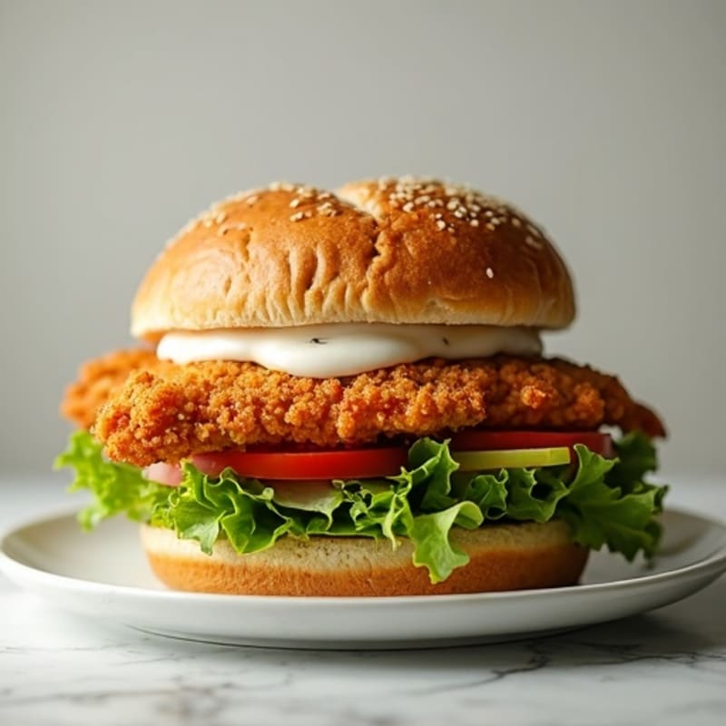 Crispy Air-Fried Chicken Sandwich with Herb Mayo
