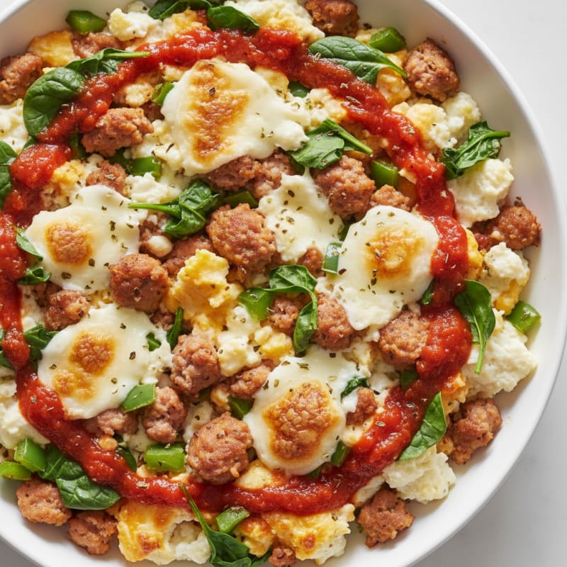 Egg White Veggie Scramble with Turkey Sausage