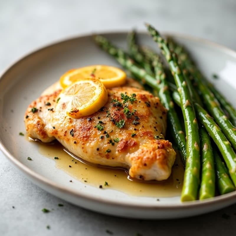 Crispy Lemon-Herb Roasted Chicken with Roasted Asparagus