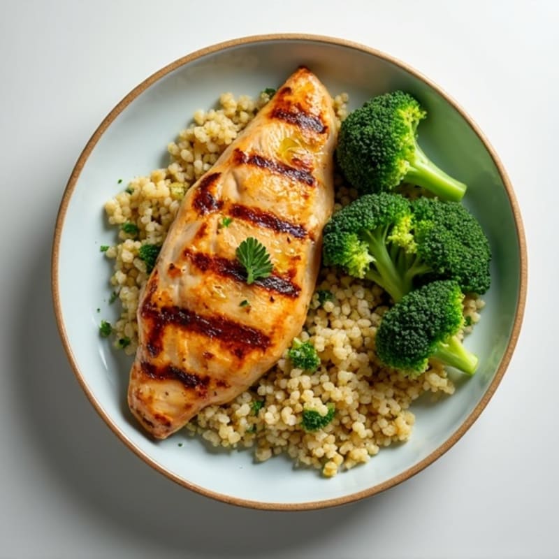 Grilled Chicken Breast with Quinoa and Steamed Broccoli