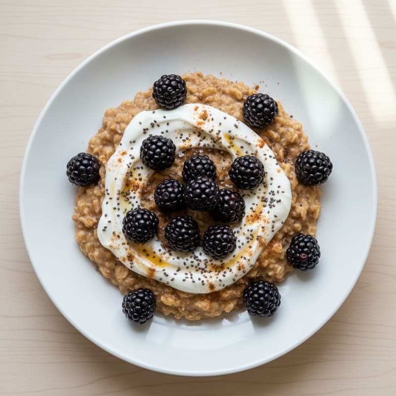 High-Protein Blackberry Steel Cut Oats