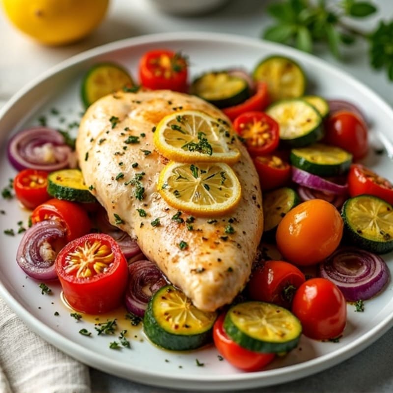 Sheet Pan Lemon Herb Chicken with Roasted Vegetable Medley