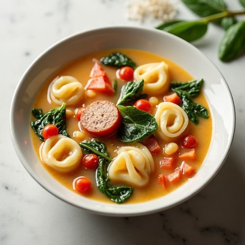 Creamy Italian Chicken-Sausage Tortellini Soup