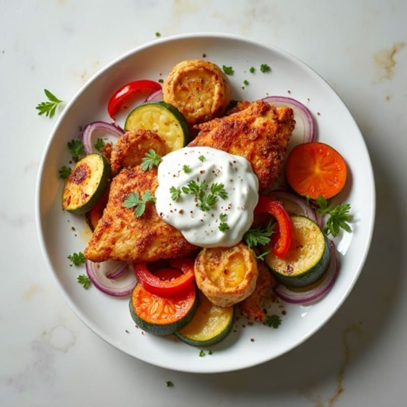 Creamy Spiced Chicken with Roasted Vegetables