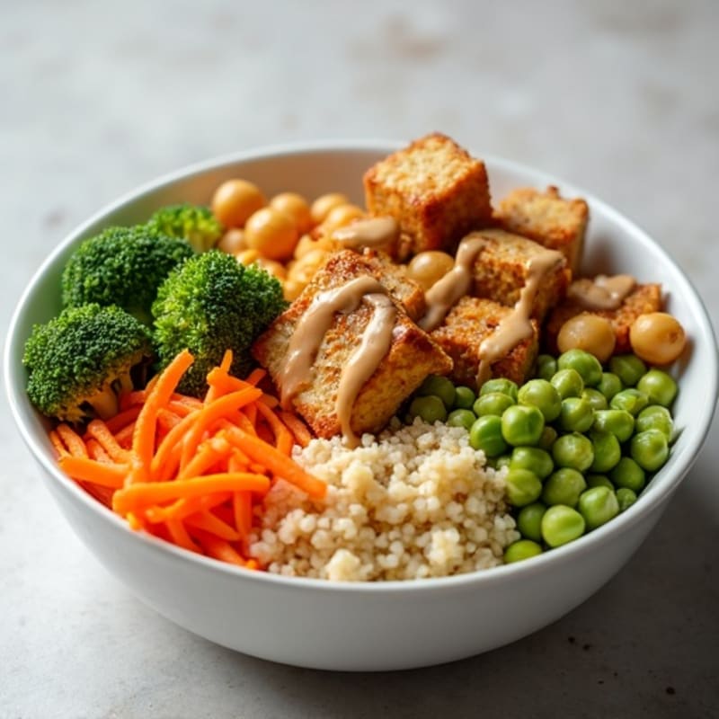 Crispy Baked Tofu Buddha Bowl with Tahini Sauce