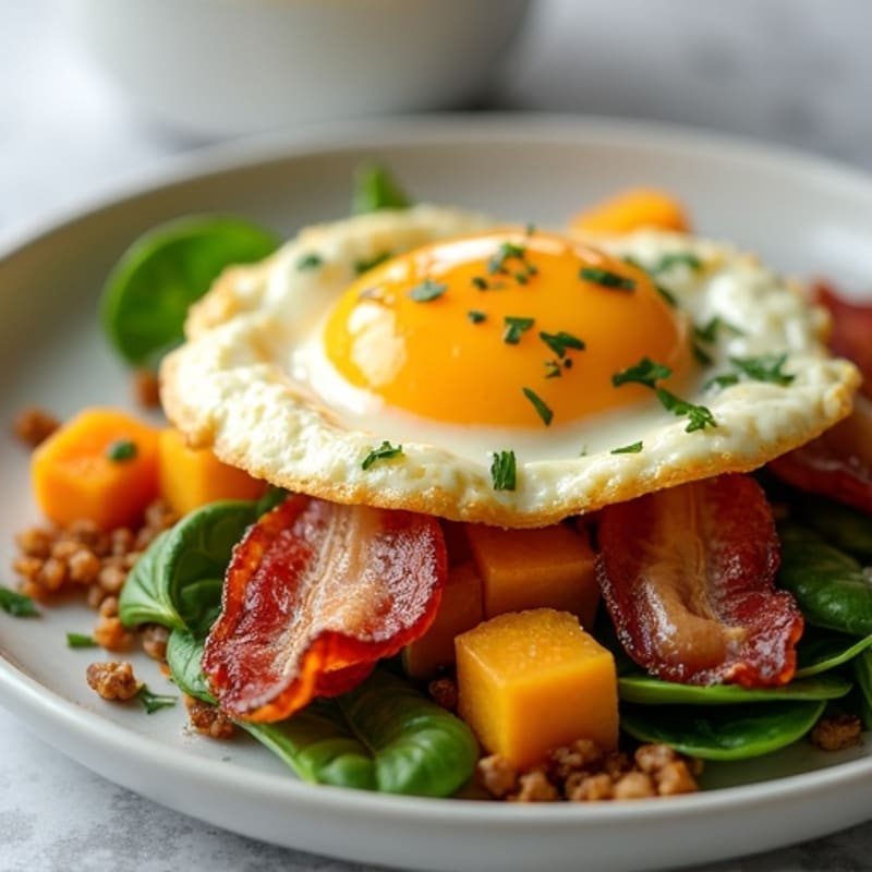 Turkey Bacon and Egg Scramble with Roasted Squash