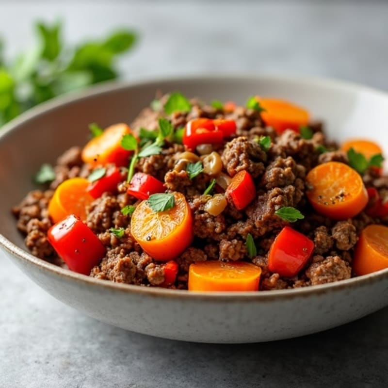 Ground Beef Stir-Fry with Bell Peppers and Sweet Potatoes