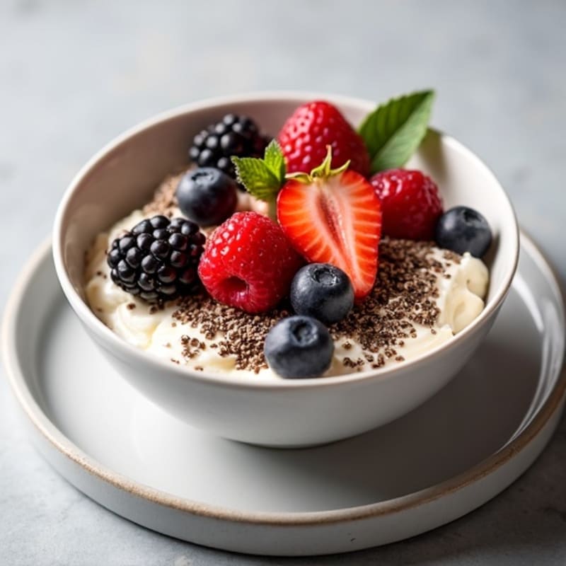 Cottage Cheese Protein Bowl with Fresh Berries and Chia Seeds