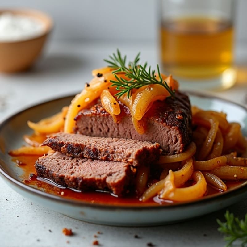 Slow-Cooked Smoky Brisket with Sweet Onion Glaze