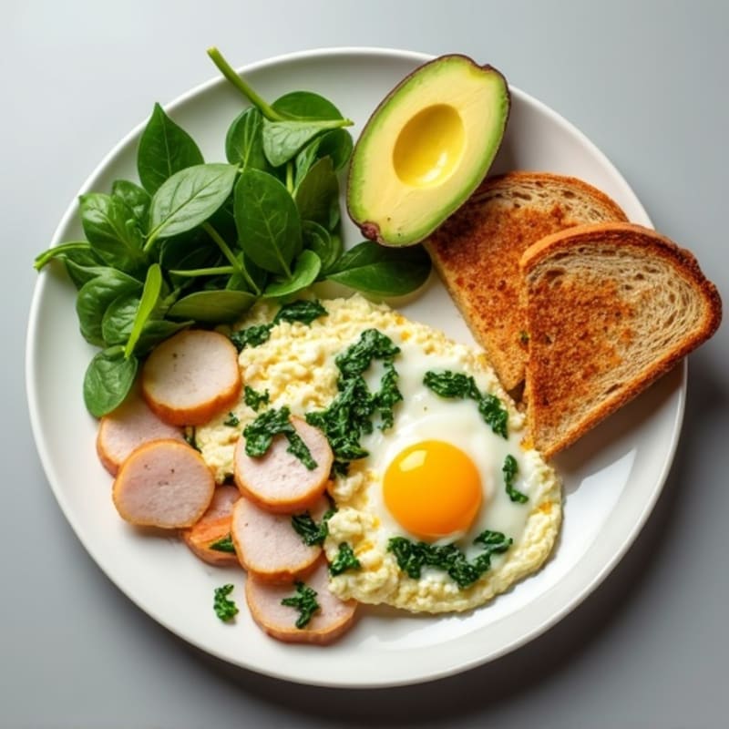 Egg White Scramble with Spinach and Smoked Turkey