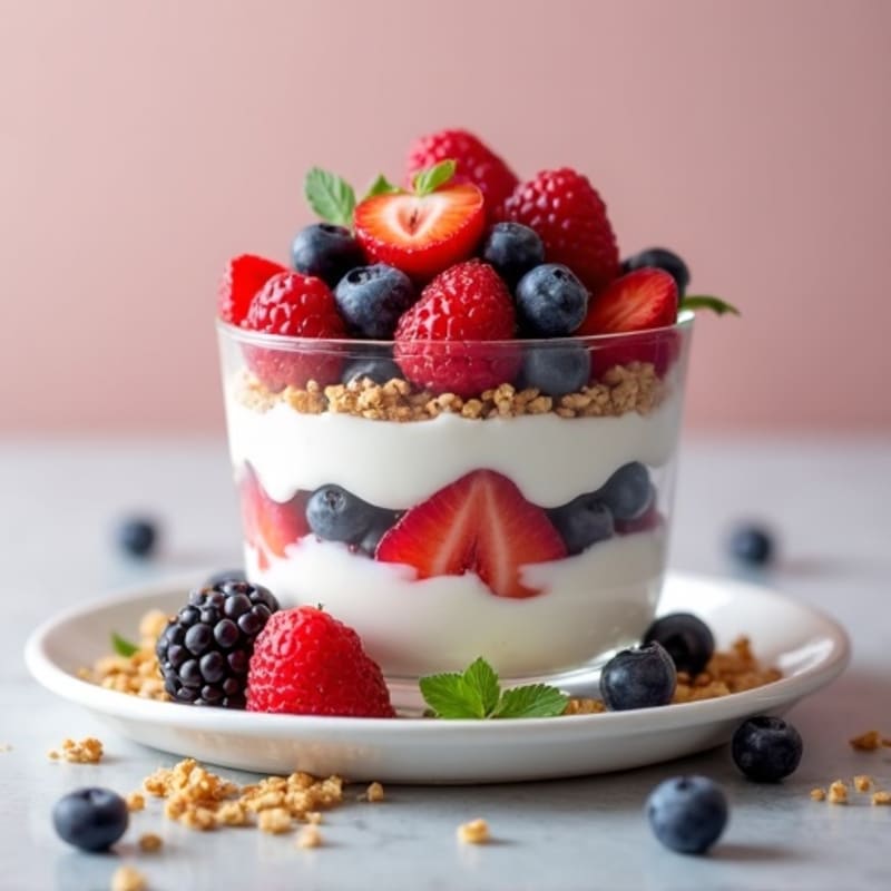 Greek Yogurt Protein Parfait with Mixed Berries
