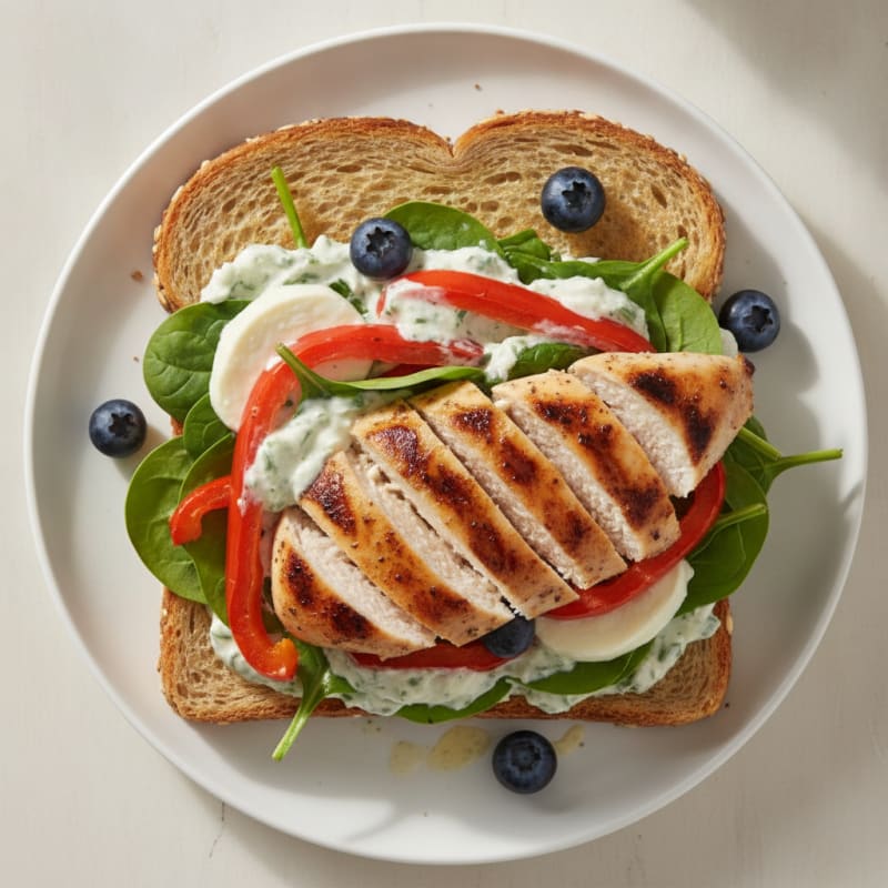 Grilled Chicken and Veggie Sandwich with Leafy Greens
