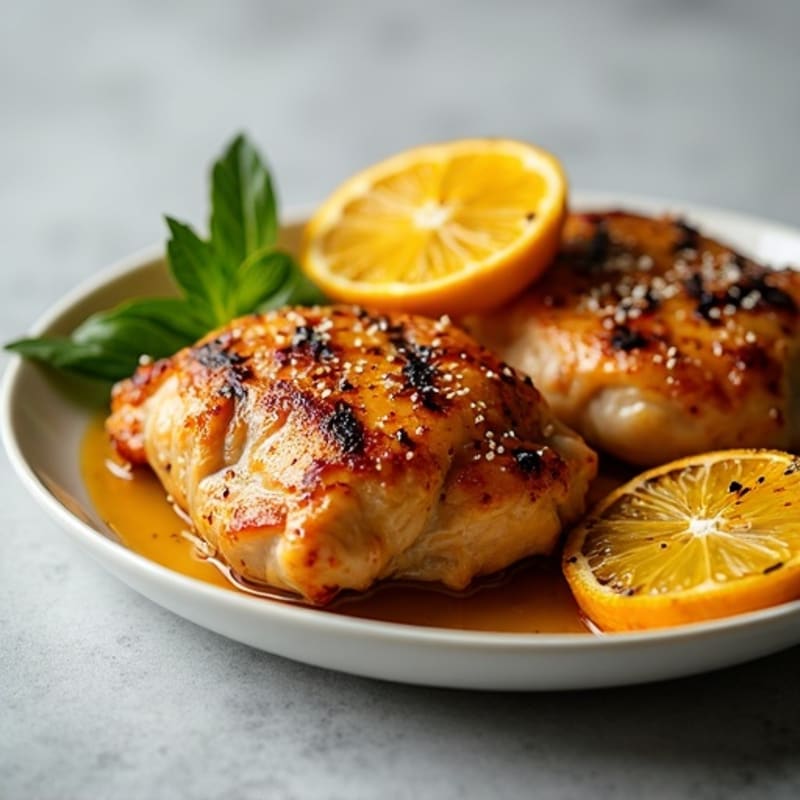 Honey-Garlic Grilled Chicken Thighs with Charred Lemon