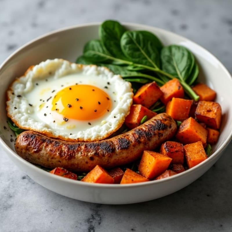 Hearty Egg, Chicken Sausage, and Sweet Potato Skillet