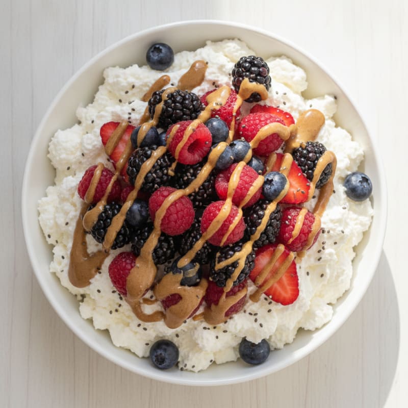 Greek Yogurt Protein Mousse with Mixed Berries