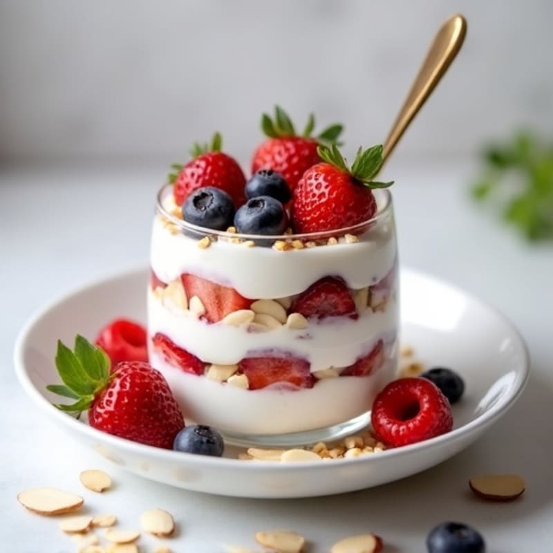 Creamy Greek Yogurt Protein Parfait with Berries and Almonds