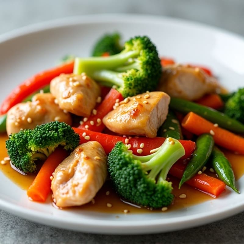 Sesame Garlic Chicken and Fresh Vegetable Stir Fry