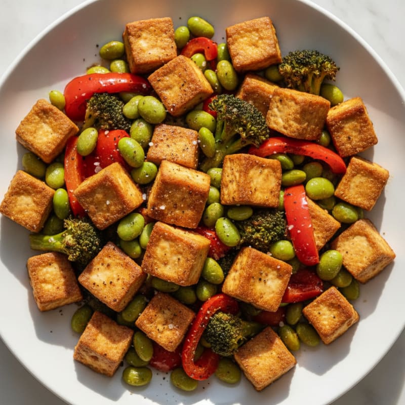Pan-Seared Tofu with Roasted Vegetables