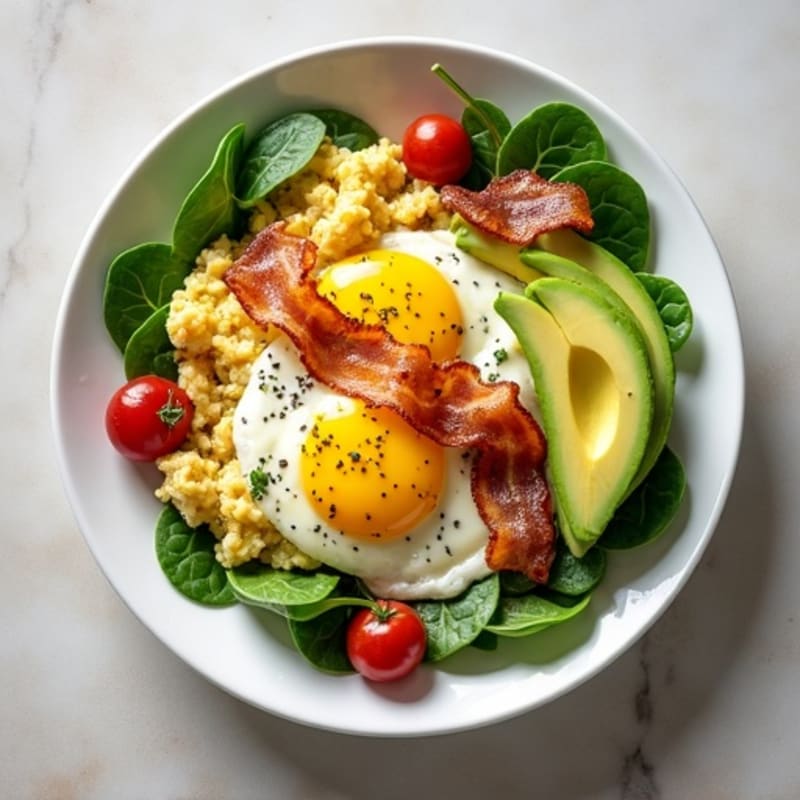Egg White Scramble with Spinach and Turkey Bacon
