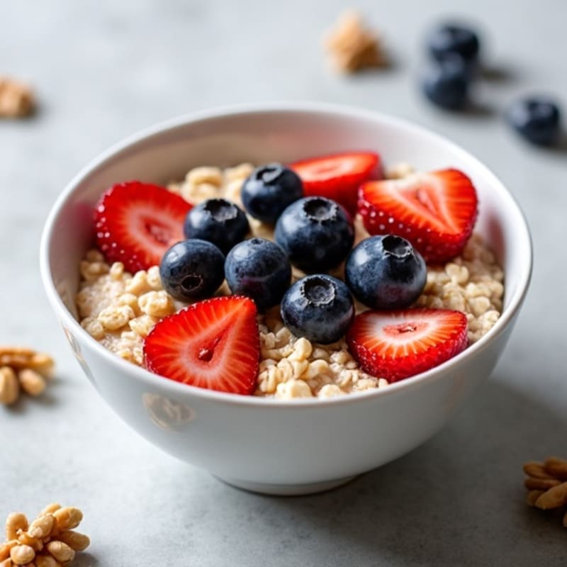 Hearty Protein Oatmeal with Fresh Berries and Crunchy Walnuts