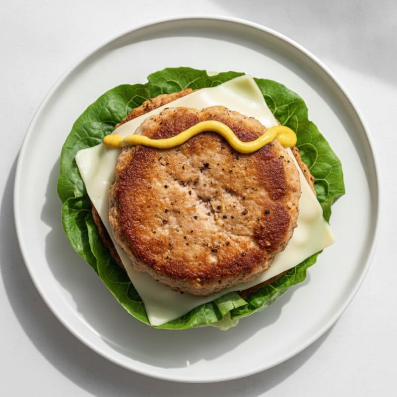 Provolone Lettuce-Wrapped Burger with Mustard