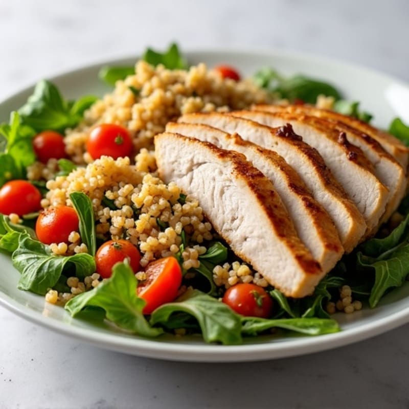 Grilled Turkey Breast Salad with Quinoa and Roasted Peppers