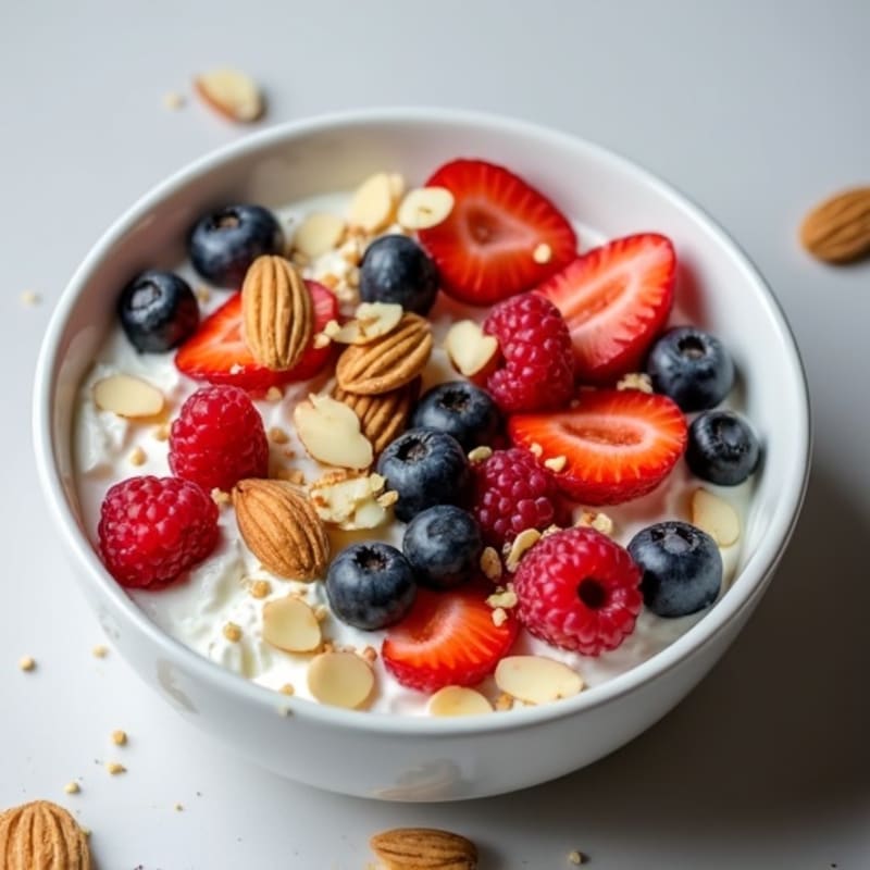 Creamy Cottage Cheese Bowl with Fresh Berries and Toasted Almonds