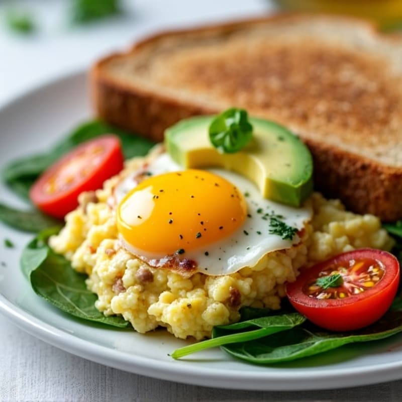 Egg White Scramble with Turkey Sausage and Spinach