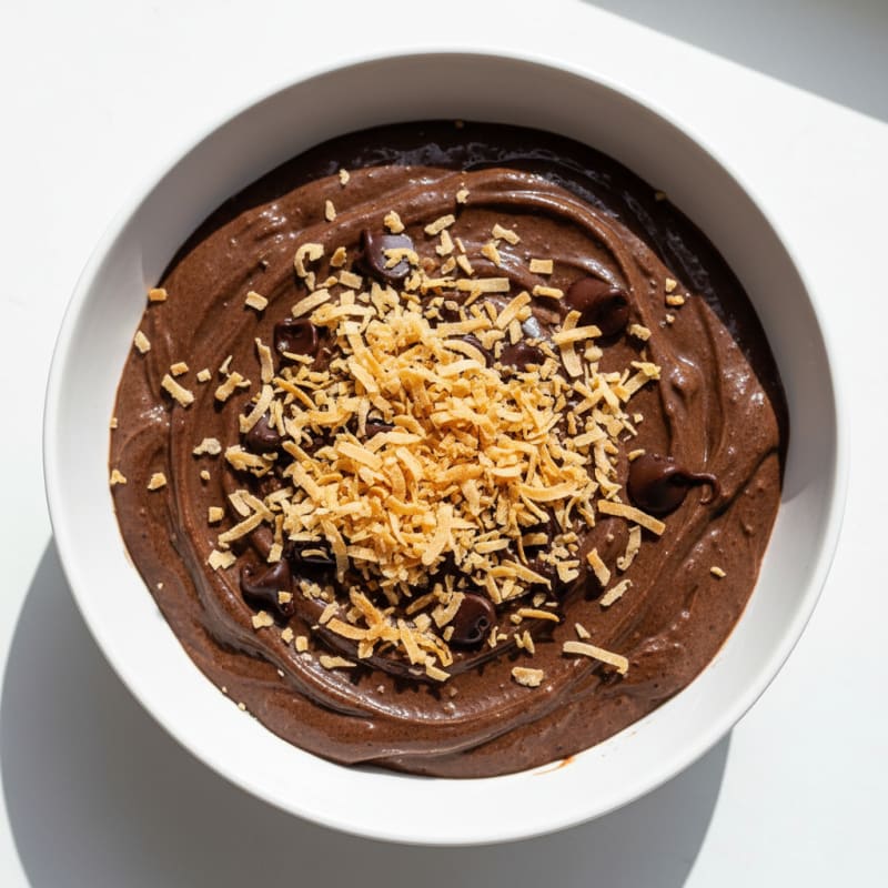 Silky Chocolate Protein Pudding with Toasted Coconut