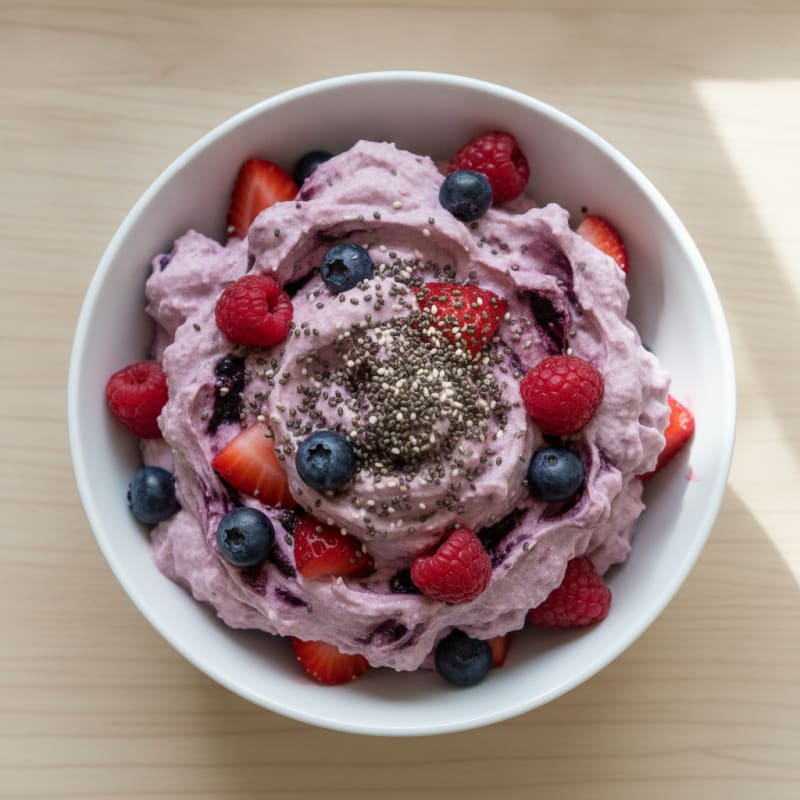 Silky Greek Yogurt Protein Pudding with Mixed Berries