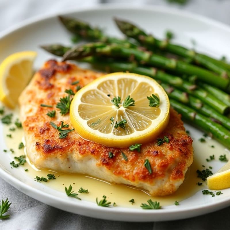 Crispy Lemon Herb Chicken with Roasted Asparagus
