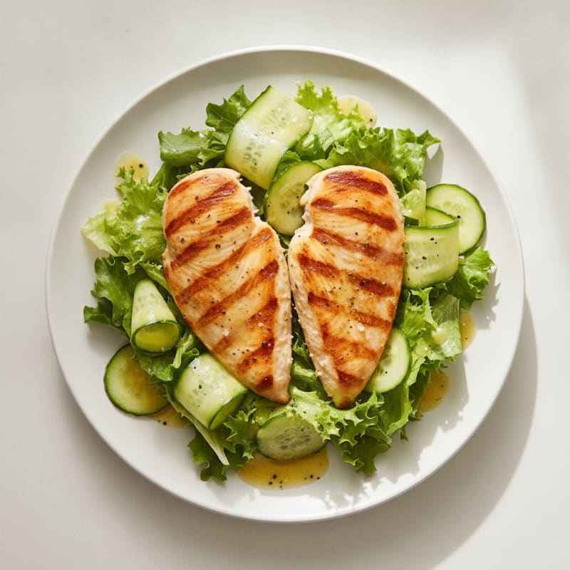 Grilled Chicken Breast Salad with Cucumber and Lemon Vinaigrette